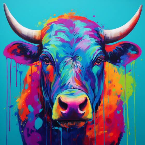 Vibrant-colored bull