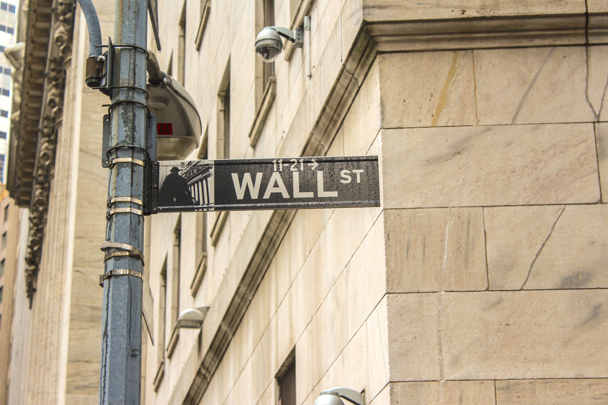New York street sign for Wall Street.