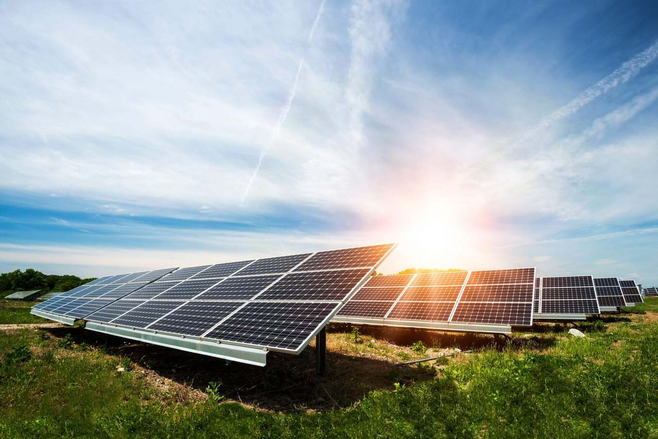 Solar panels in field