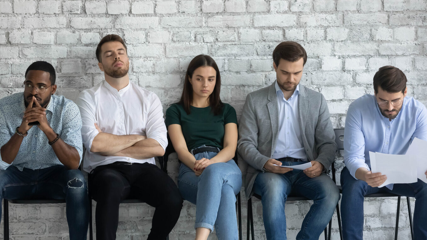 Young people waiting for job interview indoors