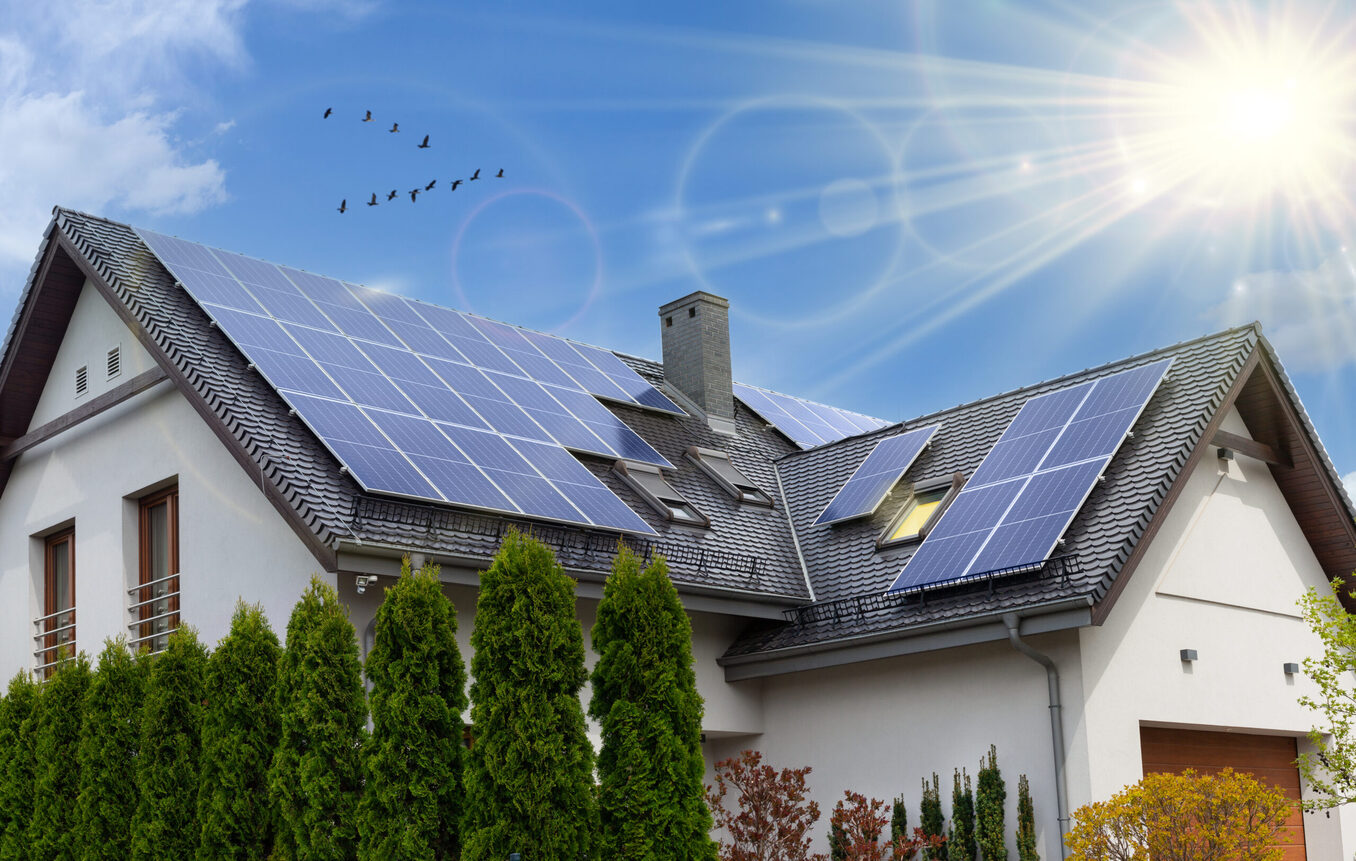 Solar Panels on House Roof Energy