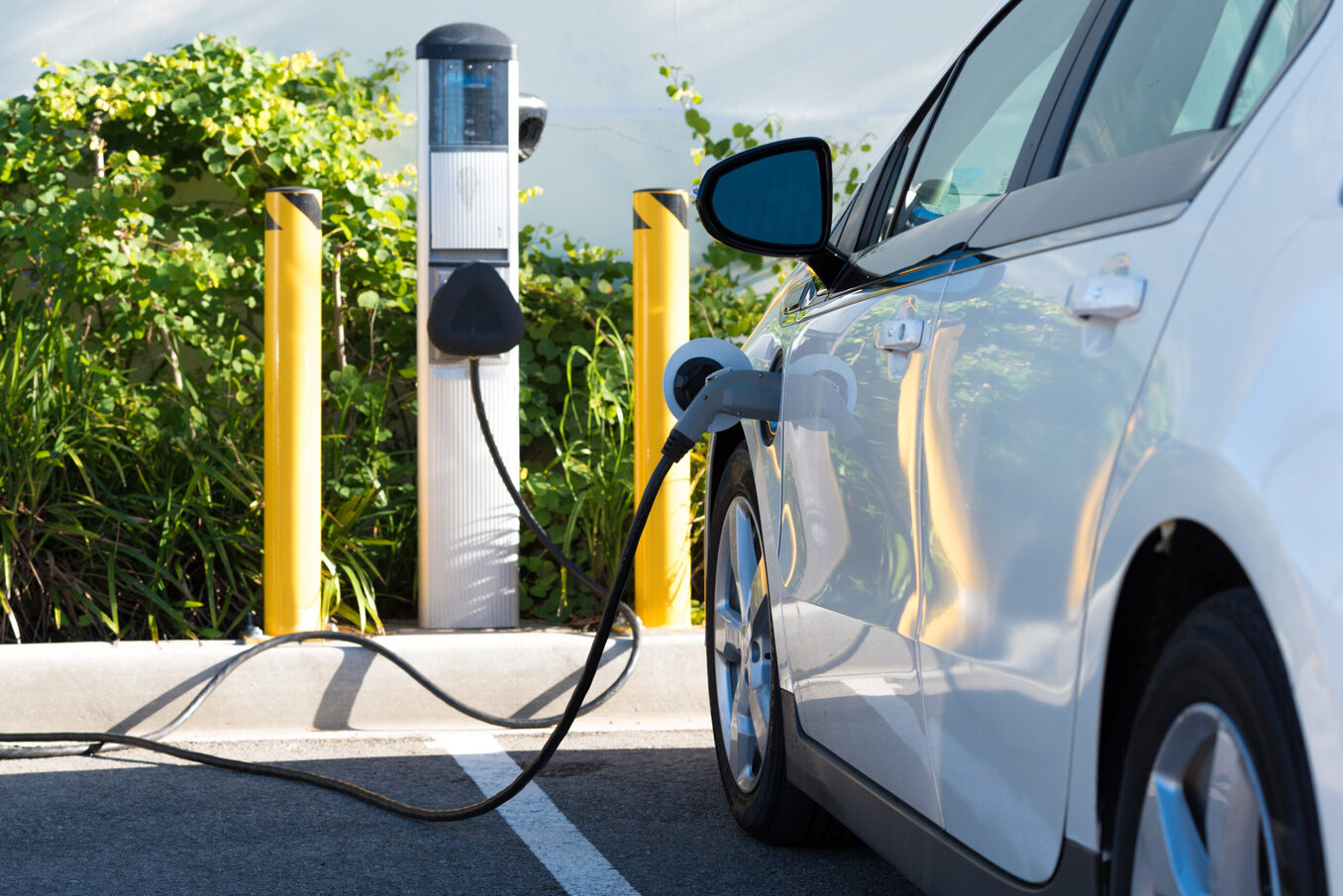 An electric car charging