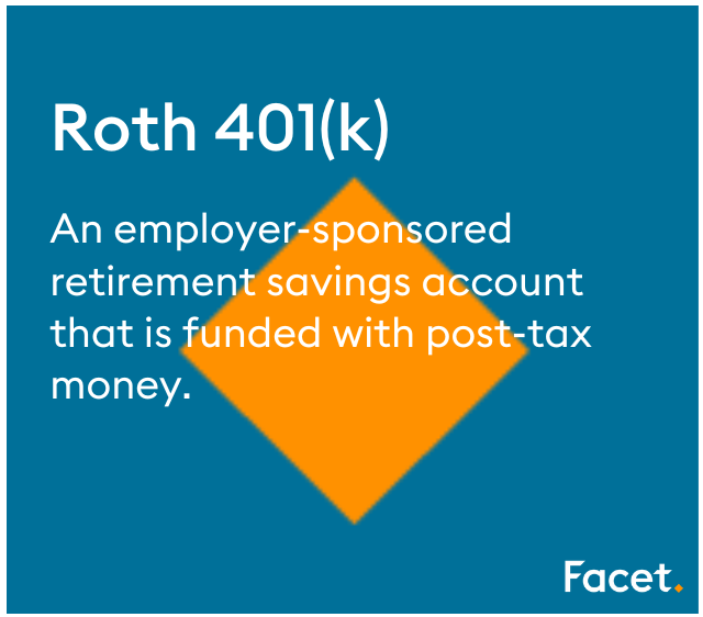 Blue box with orange triangle in the middle: What is a Roth 401(k)?