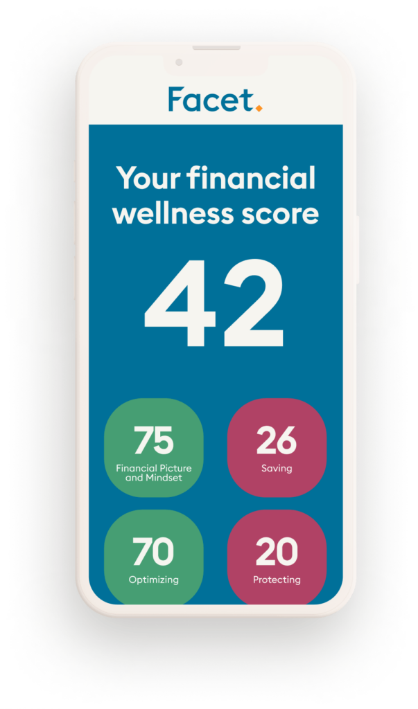 Facet Financial Wellness Quiz shown on a phone