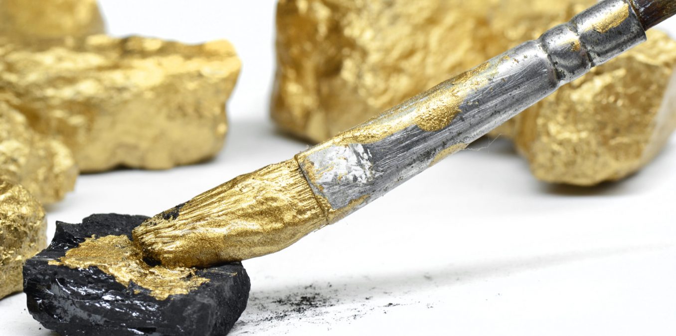 Charcoal painted gold