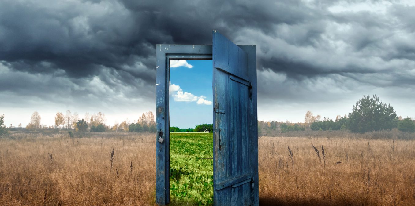 Creative,Background.,Old,Wooden,Door,,Blue,Color,,In,The,Box.