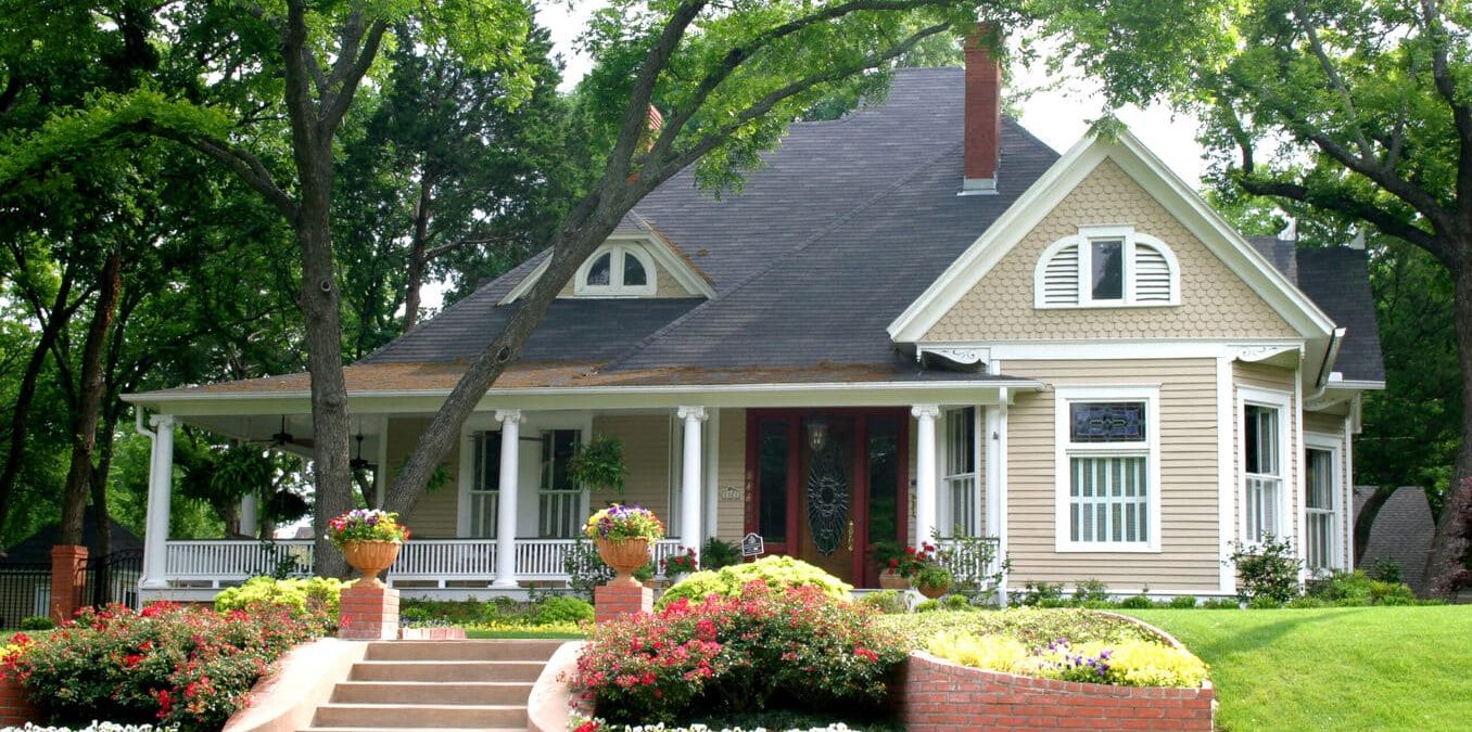 Extremely colorful classic restored house in rural city