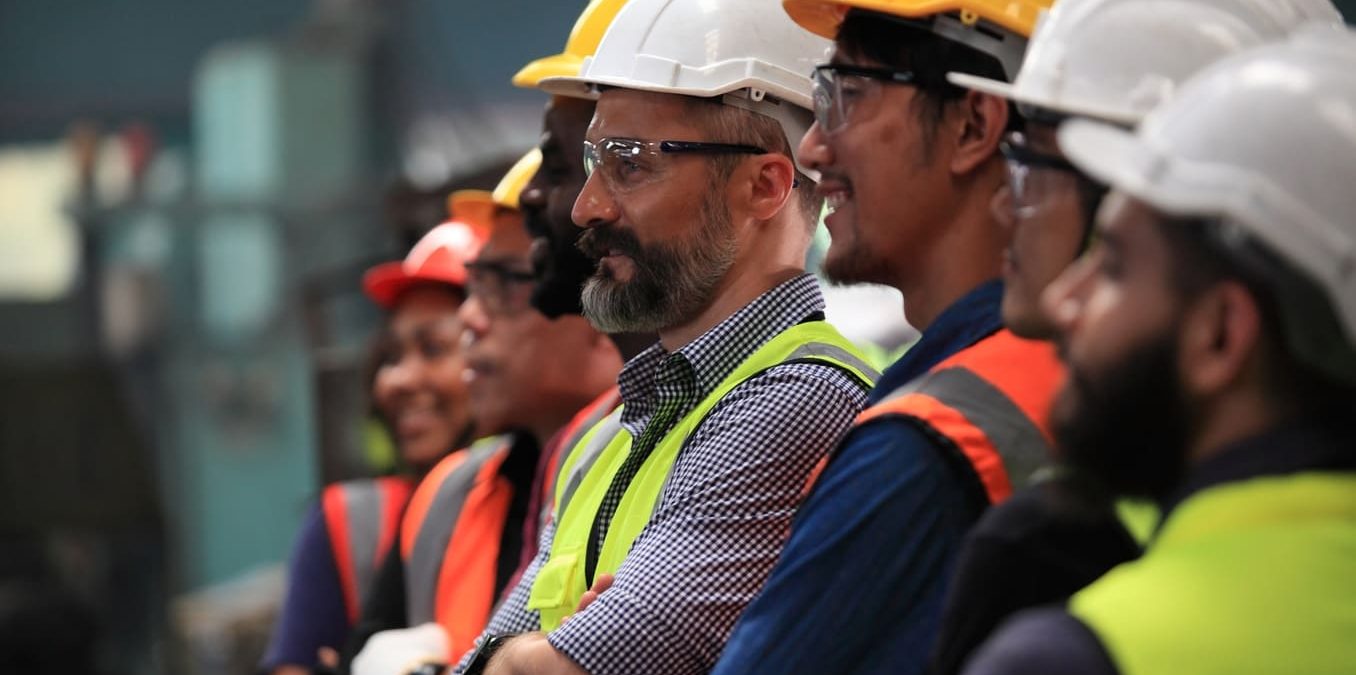 engineer team full skill quality for maintenance and training in industry factory worker , warehouse Workshop for factory operators, mechanical engineering team production.