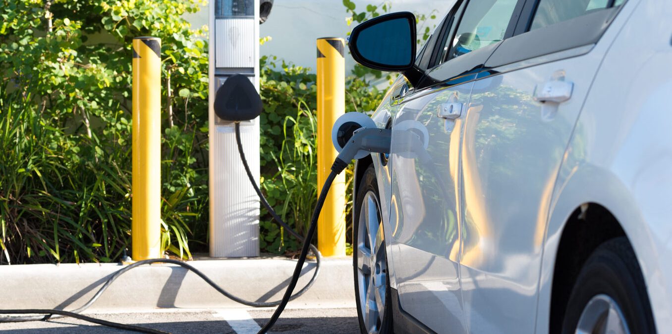 An electric car charging