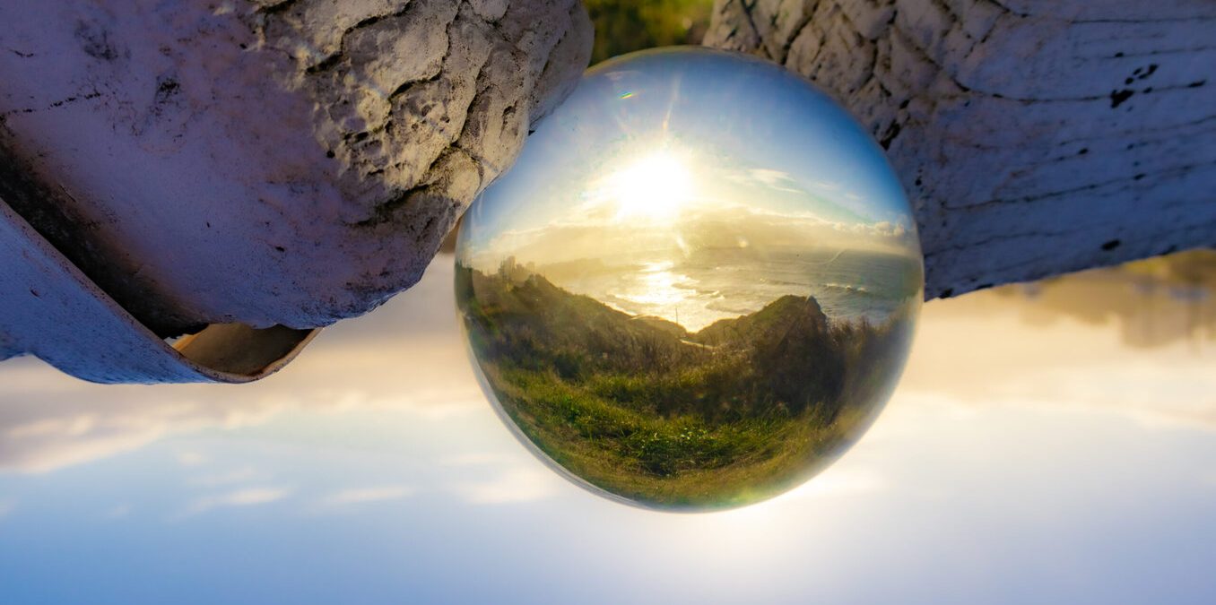 Lens ball reflection sunrise shot