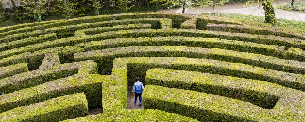 person lost in a maze