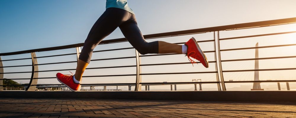 Fitness,Woman,Runner,Running,On,Seaside,Bridge