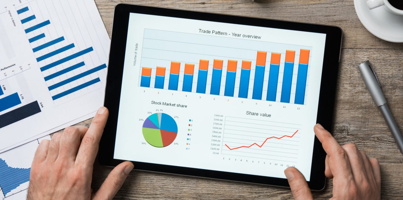 Top,View,Of,Digital,Tablet,With,Financial,Year,Overview,On