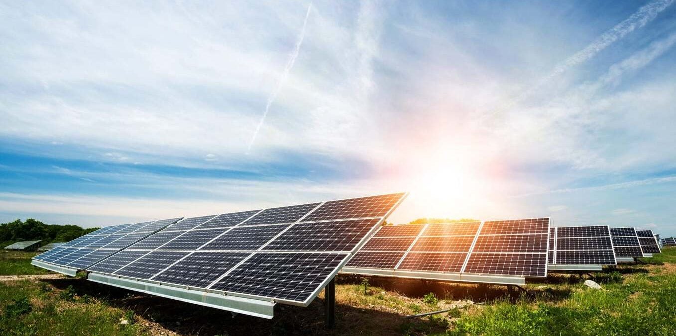 Solar panels in field